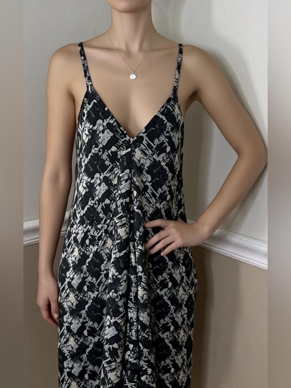 🩵 5 for $25! World Market Black and Cream Abstract Print jumpsuit
